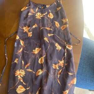 Vintage Italian Sheer Floral Dress in Orange and Brown